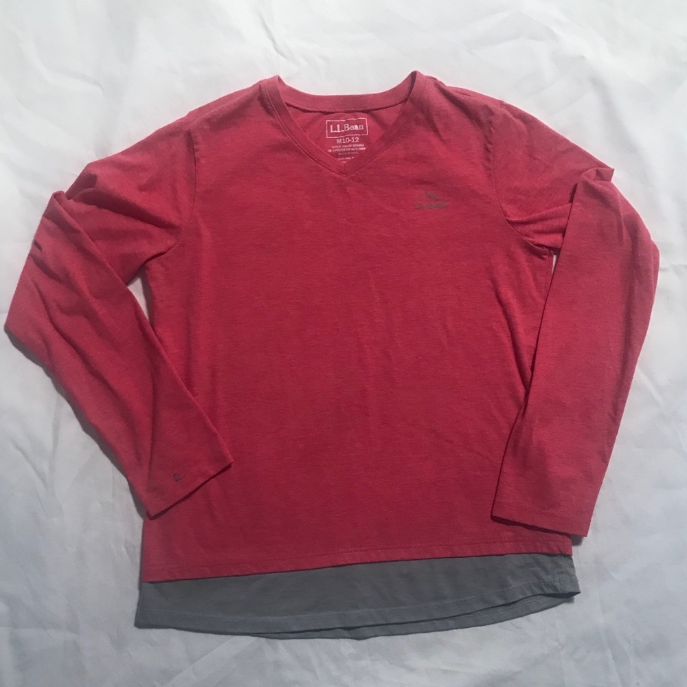 L.L. Bean pink & gray Size 10-12 M long sleeve
